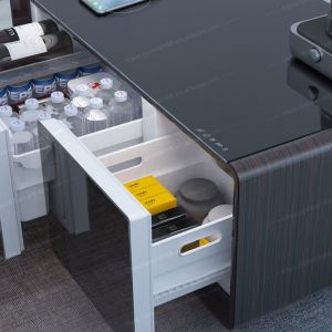 Smart Coffee Table with 93L Drawer Refrigerator Wireless Charging and USB