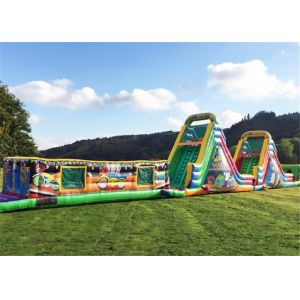 Funny Outdoor Inflatable Obstacle Course Cartoon Multicolor Long Service Life
