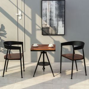 Pub Restaurant Rustic Cafe Table And Chairs 4 Piece Bistro Set Wooden Round