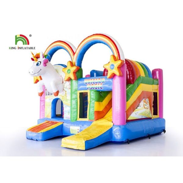Commercial Outdoor 4 In 1 Unicorn Inflatable Jumping Castle / Blow Up Bouncer