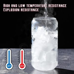 16 Oz Beer Can Drinking Glasses With Bamboo Lids 4pcs Set