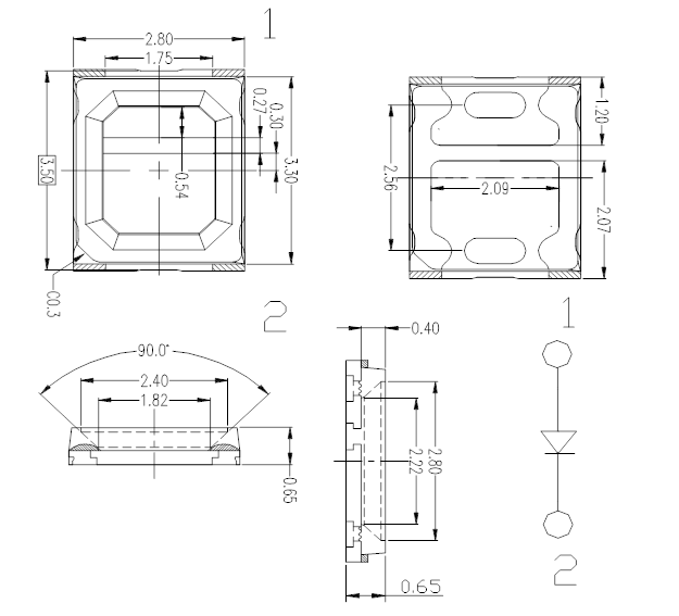 SMD2835 2.8x3.5mm Red Color 620-625nm 3-5LM 120deg Transparent Lens PCT Bracket Diode Light