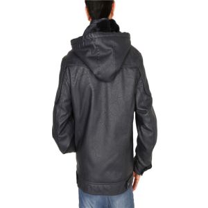 Men'S High Quality PU Coats Hooded Jacket Plush Fur Coat keep warm Windbreak