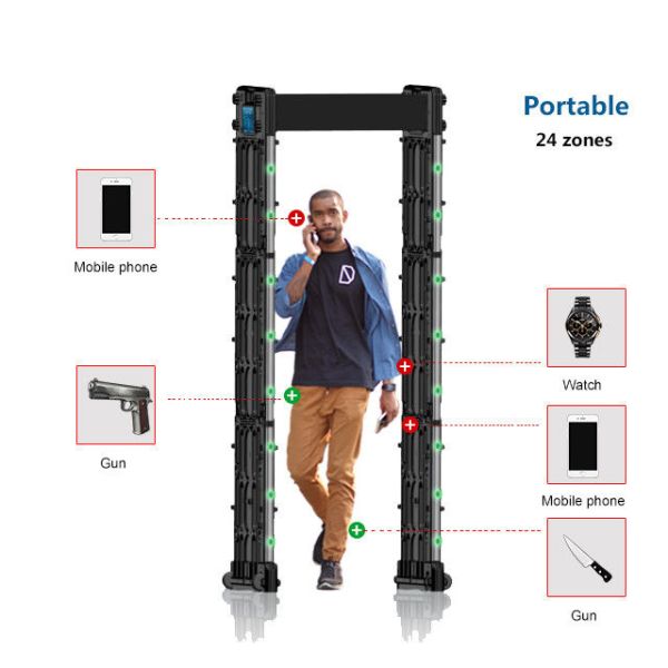 Portable Safety Door Frame Metal Detector Walk Through Security Body Scanners Gate Waterproof for Outdoor Use