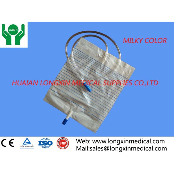 disposable adult urine drainage bag with pull-push type valve ,white color