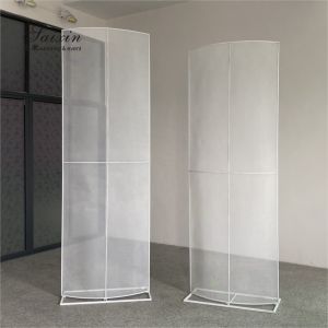 Custom Decoration Backdrop For Wedding Tall White Net Metal Frame Stand 257CM