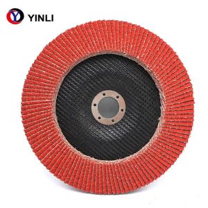 China 100mm T27 Ceramic Flap Disc Polycotton Cloth Bright Red on sale