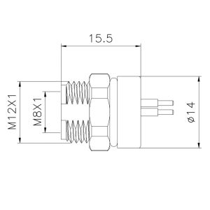 M8 A Code TPU GF Waterproof Power Connector 6p Female Panel Mount Connector