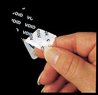 Cheap VOID Sticker Tamper Proof Security Labels With High Residue Tampered Message for sale