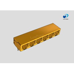RJ45 6-port jack Cat.5 THT angled