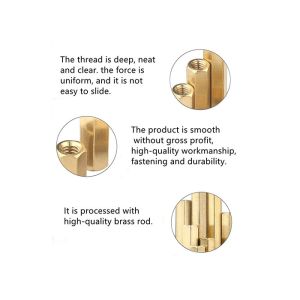 Electronic Components Female Thread Brass Pillar Hexagon Nut 50 Piece M3 X 10 Mm
