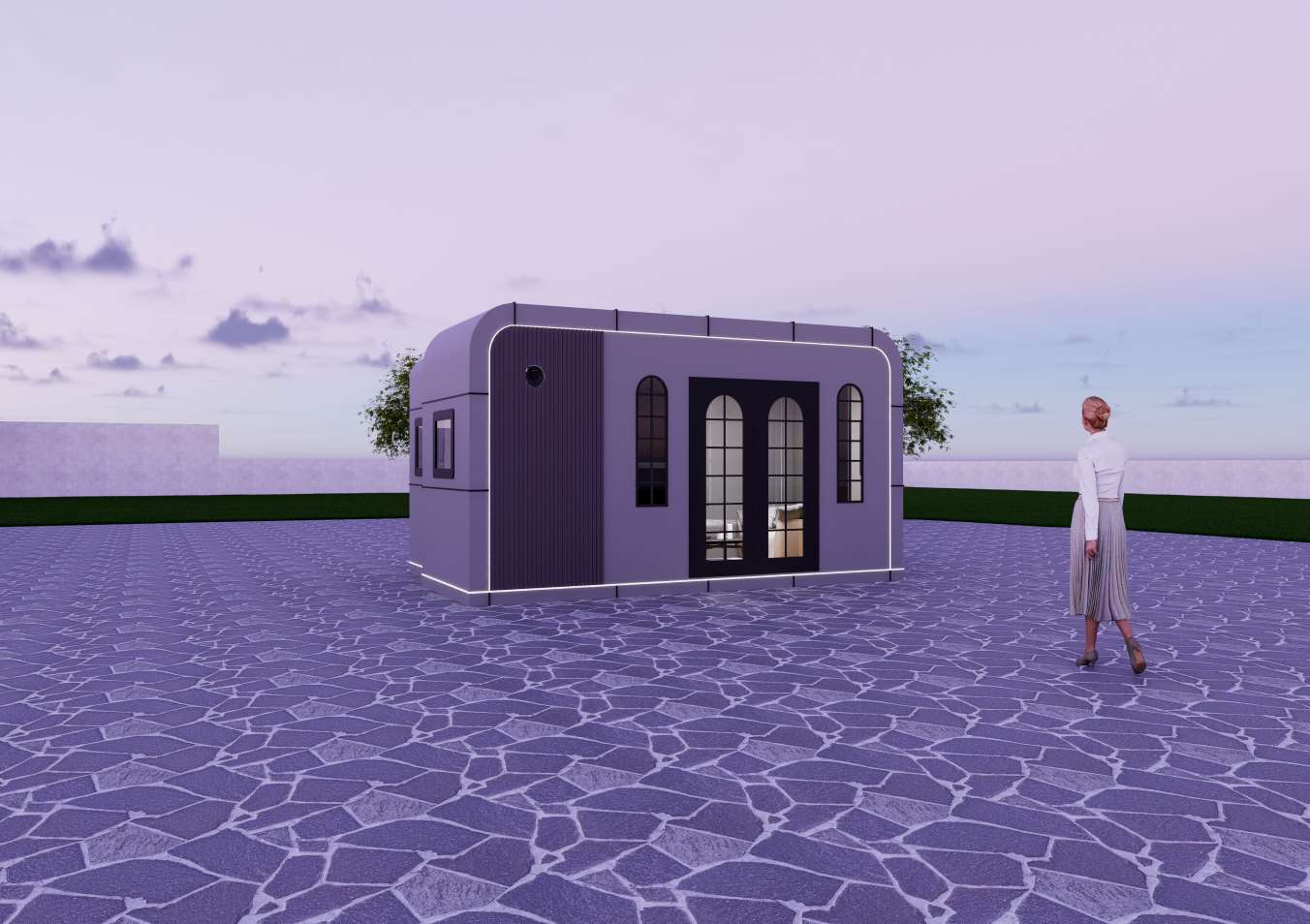 Cheap Expanded Dimensions Apple Capsule House with 21.26㎡ Floor Area and Load Capacity for 2 Sets in 40ft Container for sale