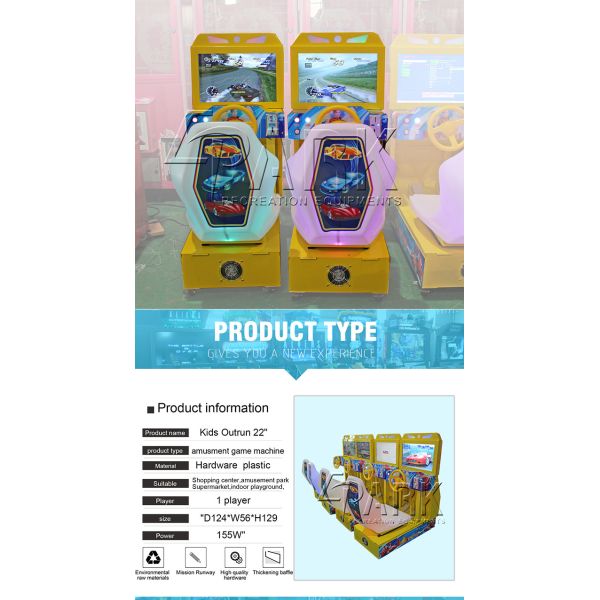 Kids Outrun 22" Car Experience Kiddies Video Arcade Game Machine For Department Stores