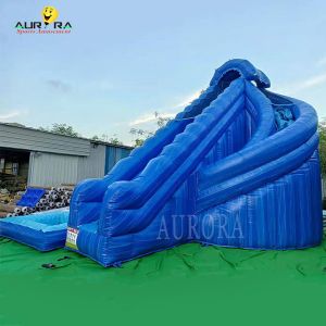 Indoor Playground Inflatable Water Slide Blue For All Ages customized Size
