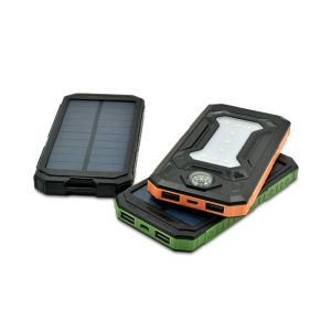 Compass Equipped Solar Powered Portable Charger With Camping Lamp