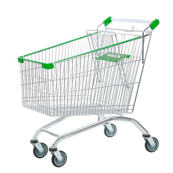 Convenient Customized Logos Metal Shopping Carts Trolley For Supermarket 60L-240L