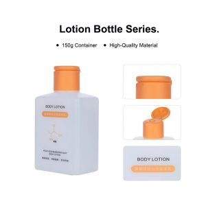 150ml white smooth bottle with orange cap for Shampoo Lotion Btttle