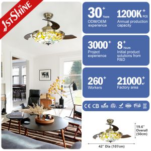 Vietnam Ceiling Fans with Lights and Hidden Blades 42 Inch 106cm Crystal