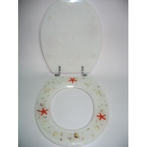 sea star shell toilet seat,poly resin decorated seat cover,color box,zinc alloy