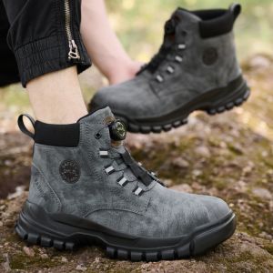 Wheat Security Work Boots Microfiber Leather Safety Boots With Stab-smash Steel