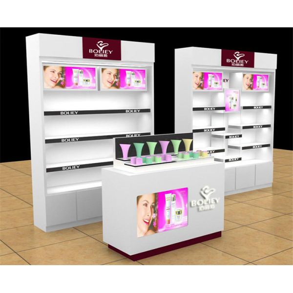 Quality Retail Makeup Display Stand , Cosmetic Display Counter For Exhibition wholesale