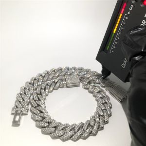 2Raw Moissanite Cuban Chain Bracelet 24inch 14mm Cuban Link For Birthday Party