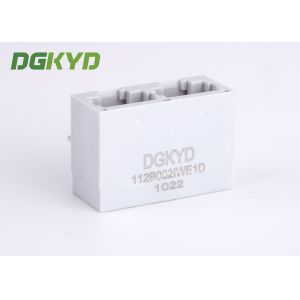 Gray plastic housing dual port rj45 plug connection jack with magnetic