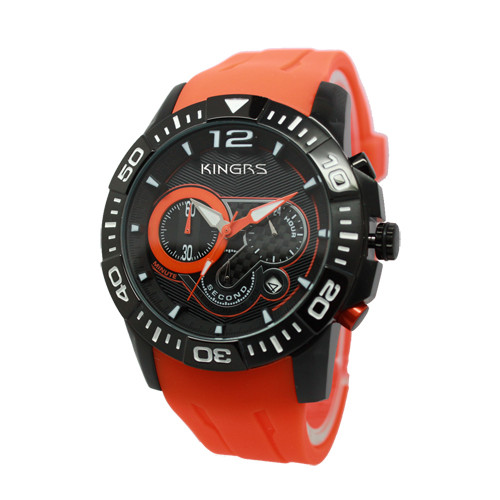 Quality Two Movement Digital Wrist Watches Stainless Steel Case With Silicone Band For Men wholesale