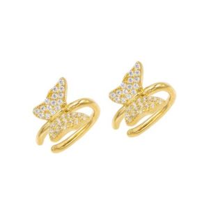China 18K Gold Plated Butterfly Earring Cuff With Micron Pave White CZ Trendy Women Jewelry on sale