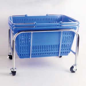 4-Wheel Shopping Basket Holder with 2-Inch Casters