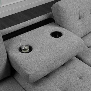 L Shaped Sectional Sofa with Dropdown Table and Reversible Chaise and Storage