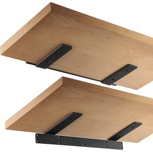 17 Inch Heavy Duty Floating Shelf Bracket Black Metal L Brackets Concealed Structure