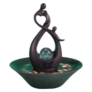 China 10' Happy Family Table Top Water Fountains Sculpture Water Fountain With Fengshui Ball on sale