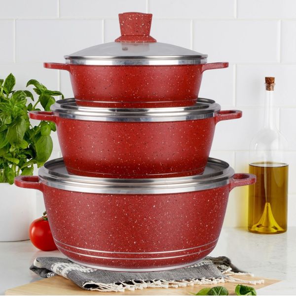 Quality Hot Selling 6 Pieces Aluminum Soup Pot Set Double Bottom Kitchenware Ollas Cooking Pot Set Cookware Set wholesale