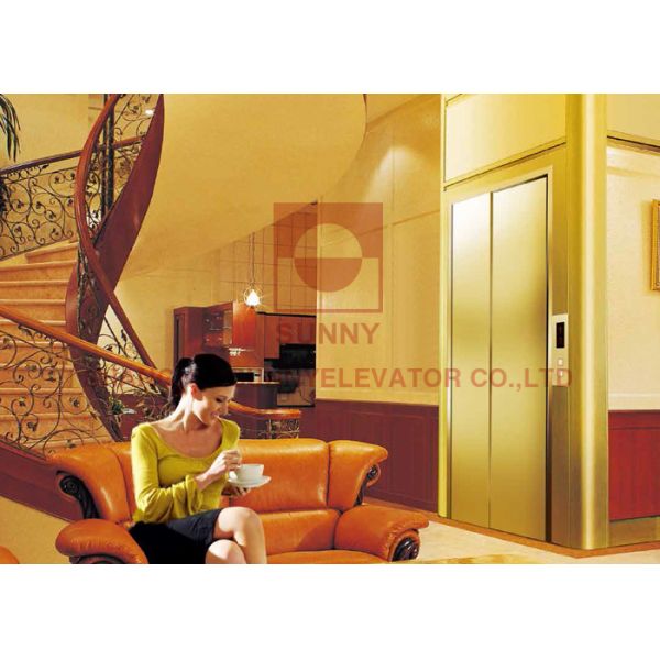 Quality Load 250 - 400kg Residential Home Elevators With Wooden Veneer And Etch Mirror wholesale