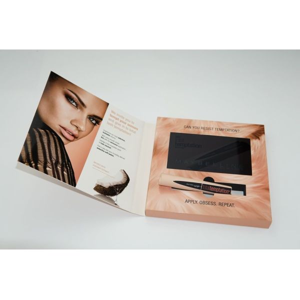 Advertising LCD video card , video booklet with customized brochure size 7inch