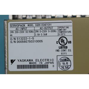 Yaskawa SGDH-05AEY291 AC SERVO AMPLIFIER 200-230V 4/3.8A 0.5KW NEW