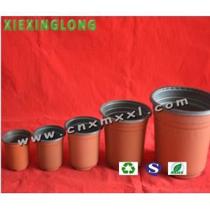 thermoformed plastic blister flower pot with double color