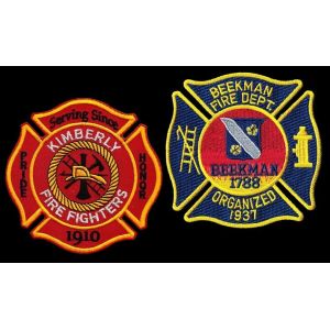 Cheap Custom Iron On Embroidered Badge twill fabric Background Firefighter Patches for sale