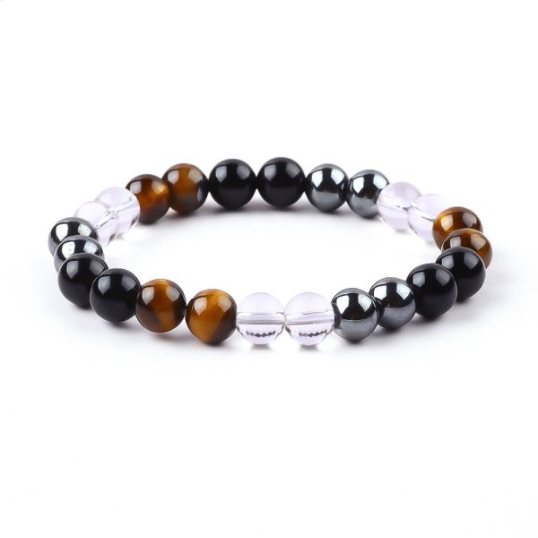 Quality Handmade Elastic Natural Crystal Gemtone Bead Protection Bracelet for Healing wholesale