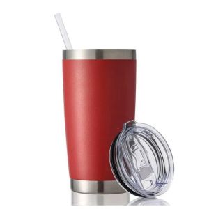 China Custom 20 Oz Double Wall Vacuum Insulated Car Cup Powder Coated Glass Vacuum Cup Hot Stainless Steel Coffee Cup With on sale