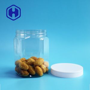 630ml Hexagonal Biscuit Plastic PET Jars Wide Mouth 87mm Diameter