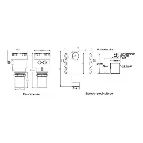 Intelligent ultrasonic level gauge, water level gauge, material level gauge, integrated split sensor, explosion-proof an