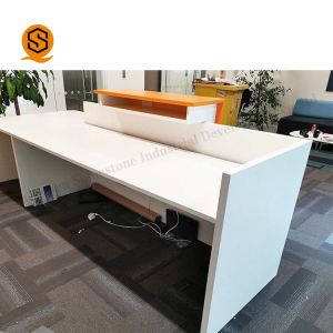 Modified Acrylic Stone Regular Two Person Reception Desk Flame Resistant