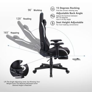 Office Gaming Chair with Pocket Spring Cushion and 4D Armrests Adjustable Height
