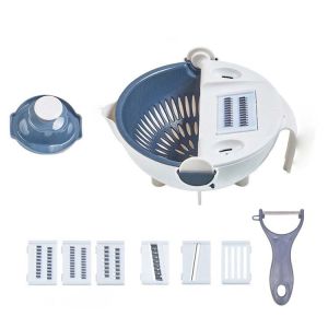 9 In 1 Manual Rotate Vegetable Chopper Cutter With Drain Basket