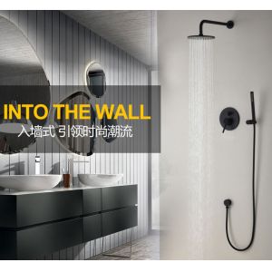 Nordic Black Concealed Shower Hot Cold Full Copper Shower Set