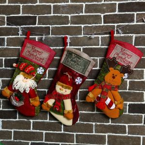 3PCS 18" Christmas Stocking Classic Large Stockings Santa, Snowman, Reindeer