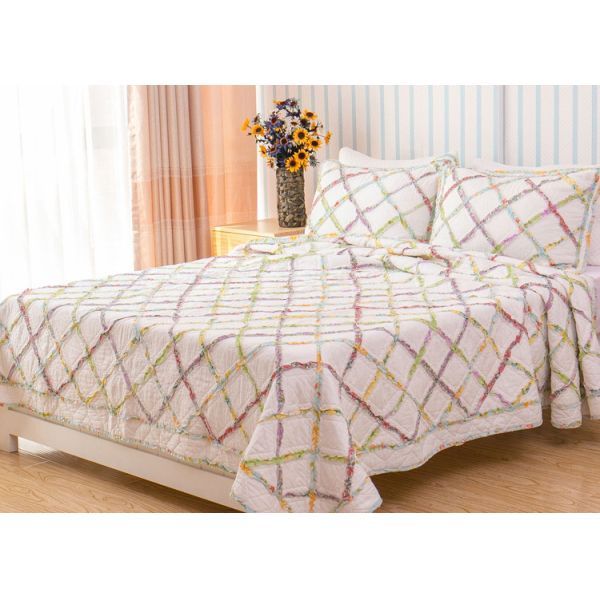 Quality Geometric Full Size Quilt 3pcs Country Style Handmade Patchwork Quilt Bedding Sets wholesale