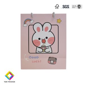 Cute Animal Paper Bags With Handle Custom Printed Paperboard